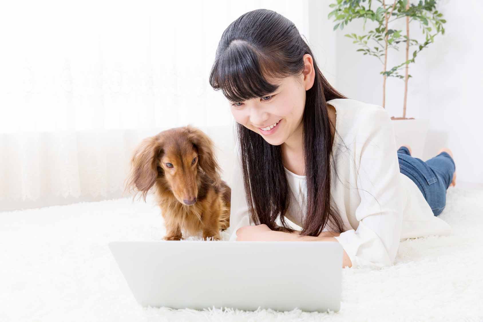 young asian woman and dog lifestyle image