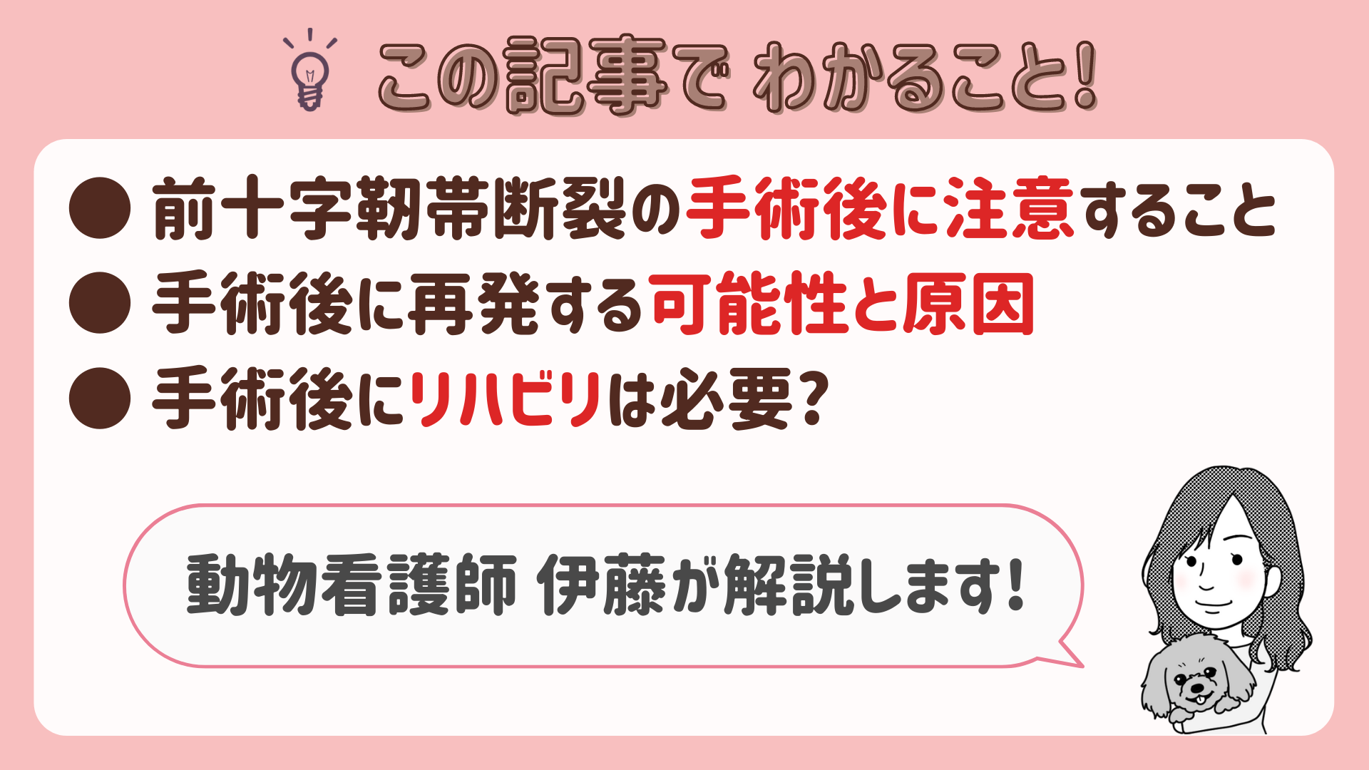 愛犬が前十字靭帯断裂と診断されたら 手術後に注意することは リハビリは必要 動物看護師が解説 愛犬との旅行ならイヌトミィ