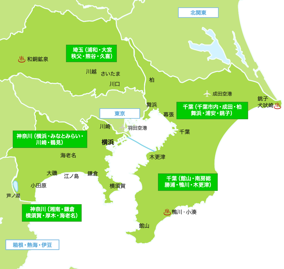 南関東の愛犬との旅行地図